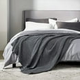 thumbnail image 3 of Cozy Comfort Cooling Cotton Waffle Breathable Rayon Derived from Bamboo King Blanket,Dark Grey,104x90 inches, 3 of 8