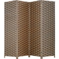 thumbnail image 1 of FDW Room Divider Wood Screen 4 Panel Wood Mesh Woven Design Room Screen Divider Folding Portable Partition for Home Office, 1 of 7