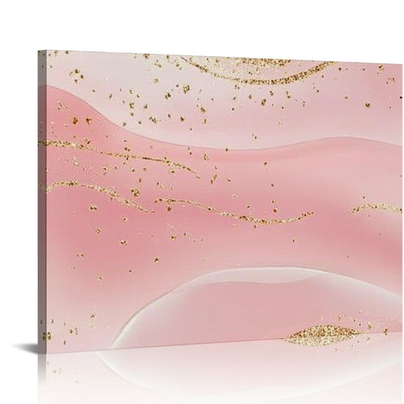 Autua Pink Marble Gold Glitters Canvas Wall Art Home Decor 20x16in
