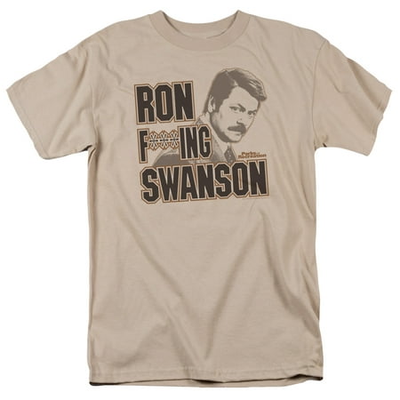 Trevco Parks&Rec-Ron F-Ing Swanson Short Sleeve Adult 18-1 Tee, Sand - (Parks And Rec Best Of Ron Swanson)