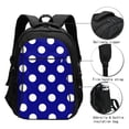 thumbnail image 3 of Easygdp Navy And White Polka Dot Mochila para Laptop de Viaje con Puerto USB, Mochila para Laptop con Puerto de Carga USB para Mujeres y Hombres, 3 of 7