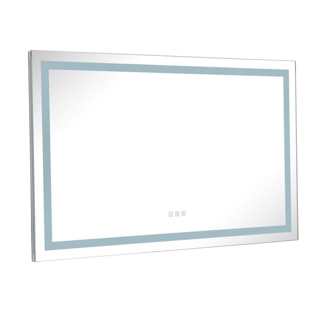 60 in. W x 36 in. H Frameless Rectangular LED Light Bathroom Vanity Mirror with Front Light