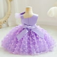 thumbnail image 4 of Alvivi Flower Girl Wedding Party Formal Gown Toddler 3D Butterfly Applique Tulle Tutu Princess Dress Lavender 9-12 Months, 4 of 7