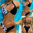 thumbnail image 2 of Babysbule Swimsuits for Women Clearance Ladies Women's Sexy Bathing Suit Split Cow Pattern Printed Bikini Swimsuit, 2 of 9