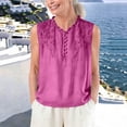 thumbnail image 2 of ZVNAH Haut Sans Manches à Broderie Florale pour Femme, Blouse Décontractée Style Henley à Col en V Volanté, P-2TG, 2 of 5