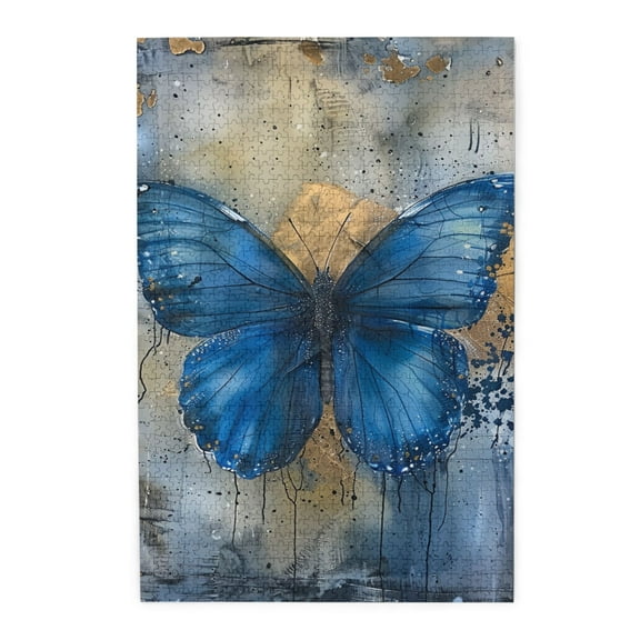 1000 PCS Vintage Blue Butterfly Wooden puzzles for adults 1000 pieces,Unique Artwork for Adults,Brain Challenge,Enjoy the puzzle solving process,Great for Relaxation and Display for Puzzle Enthusiast