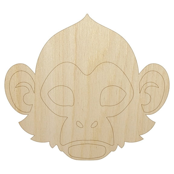 Capuchin Monkey Head Wood Shape Unfinished Piece Cutout Craft DIY Projects - 4.70 Inch Size - 1/8 Inch Thick