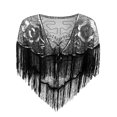 thumbnail image 3 of HNMKIU Wraps Tassel Shawl Women Sequin Evening Gown Art Deco Wedding Wrap Silver,One Size, 3 of 3
