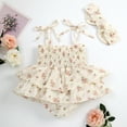 thumbnail image 4 of Douhoow Summer Newborn Baby Girls Rompers Sleeveless Bandage Elastic Layered Floral Jumpsuits, 4 of 9