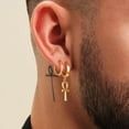 thumbnail image 2 of Leander Dainty Gold Dangle Earrings 14K Gold Plated Simple Cute Ankh Cross Hoop Huggie Earring Jewelry for Women, 2 of 6