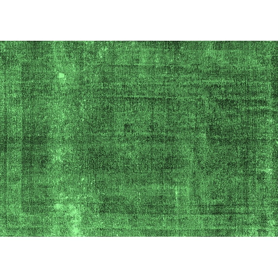 Ahgly Company Indoor Rectangle Oriental Emerald Green Industrial Area Rugs, 7' x 10'