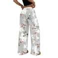 thumbnail image 4 of Pantalones harem informales elásticos de pierna ancha con cintura y estampado de camuflaje de hoja de arce for mujer, 4 of 5