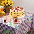 thumbnail image 4 of Yhmxh Iridescent Checkered and Purple Plastic Tablecloths Shiny Disposable Laser Rectangle Table Covers Foil Tablecloth Iridescent Party Decorations Birthday Bridal Baby Shower, 54x108Inch, 4 of 6