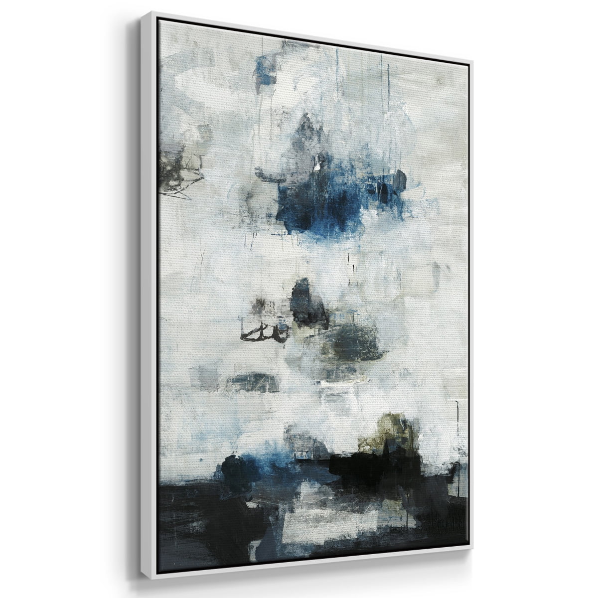 Black & Blue Framed Premium Gallery Wrapped Canvas - Ready to Hang - 27 x 41 - White Floating Frame