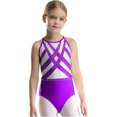 thumbnail image 3 of Hansber Kids Girls Gymnastics Leotard Glittery Rhinestones Sleeveless Bodysuit Figure Skating Dance Purple 10, 3 of 5