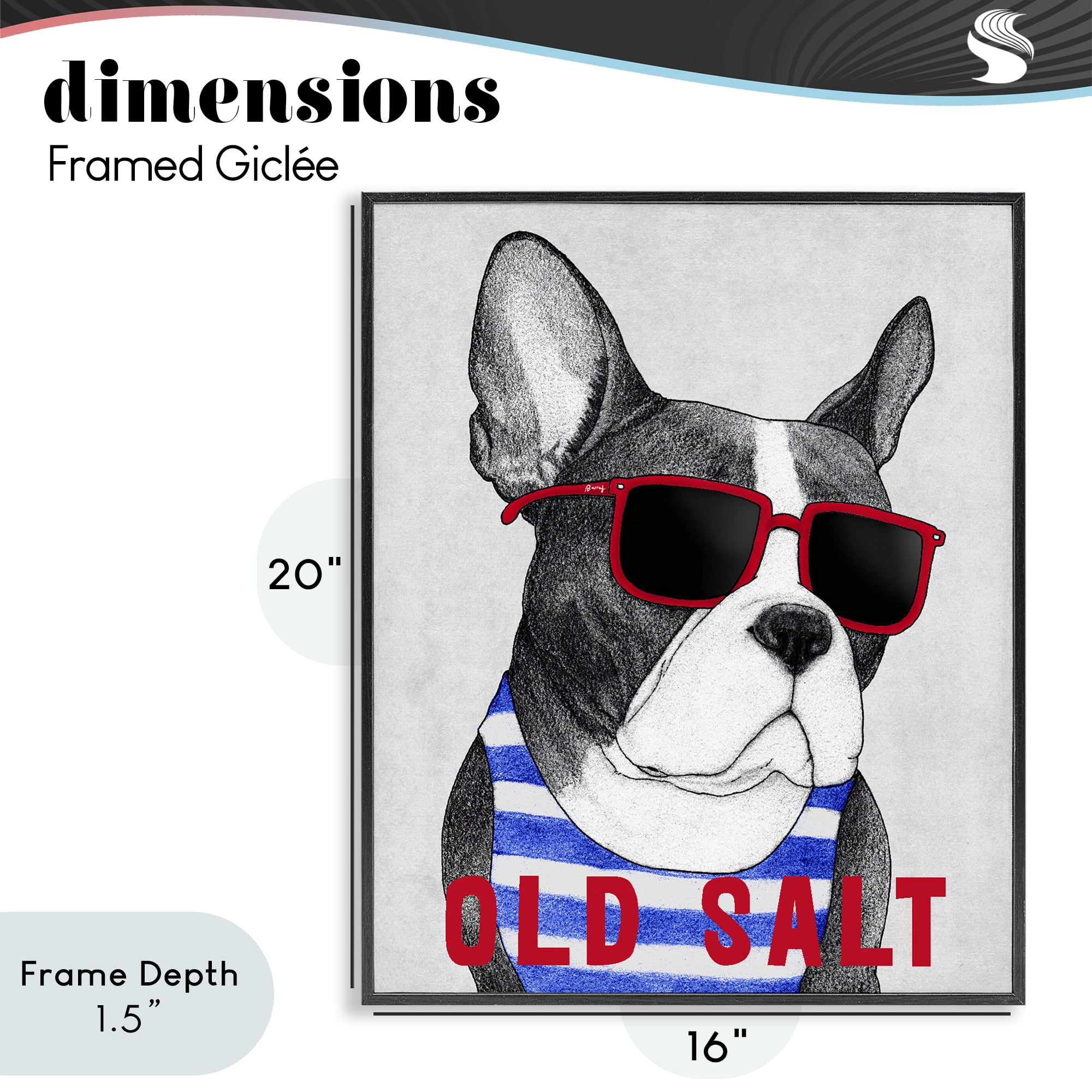 Stupell Industries Old Salt Summer Frenchie Black Framed Giclee Art, design by Barruff