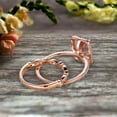 thumbnail image 3 of 1.75 Carat Emerald Cut Morganite Engagement Ring Set Bridal Ring 10k Rose Gold Art Deco Halo Stacking Matching Band Shining Startling Ring Gift, 3 of 4