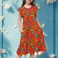 thumbnail image 2 of Robes Décontractées pour Grandes Filles, Fête, Manches Volantées, Imprimé Coloré, Robe à Étages, Vêtements pour Enfants à Taille Extensible, Taille 8-9T, 2 of 6