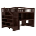 thumbnail image 5 of Full Size loft bed with movable desk and storage shelf, featuring storage stairs,Espresso, 5 of 21