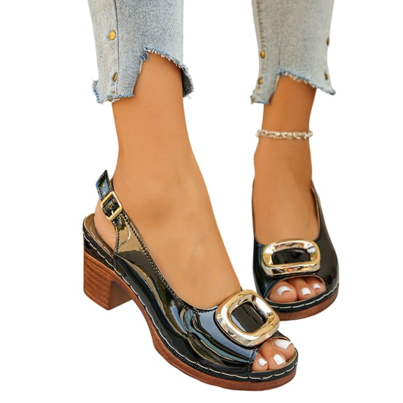 Willtoo Women's Chunky Heel Sandals Square Toe Slingback Comfortable Insole Casual Summer Shoes