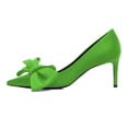 thumbnail image 2 of XYD Women Stylish Bowknot Pointy Toe Pumps Stiletto High Heels Slip On Fashion Bridal Dress Shoes Size 5 Green, 2 of 4
