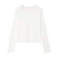 thumbnail image 1 of Chbgutlmr Womens Fall Tops Basic Long Sleeve V Neck Loose Casual Shirts Solid Color Comfy Blouses Tops, 1 of 3