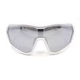 thumbnail image 2 of Xloop Oversized Mirror Lens Wrap Around Plastic Riding Sport Sunglasses White Silver - Silver Mirror, 2 of 4