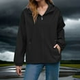 thumbnail image 2 of Lightweight Rain Jacket for Women with Hood Zipper Pockets Windproof Waterproof Thin Raincoat Plus Size Hiking Coat (3XL, Black), 2 of 7