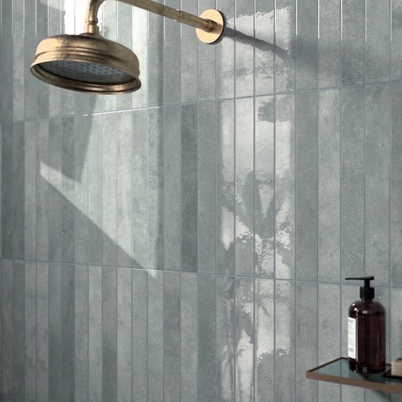 The Tile Life Vela 2" x 16" Moody Blue Glossy Porcelain Subway Wall Tile (10.76 Sq. ft./Case)