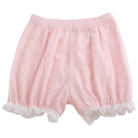 LIIPEE Girls Boys Leggings Shorts Solid Color Lace Trim Loose Fit Elastic High Waist Underwear Homewear Shorts Kids Trendy Camping Shorts Pink 11-12 Years
