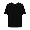 thumbnail image 5 of Besolor Women Summer Cotton Linen Tops Collared Short Sleeve Plus Size Shirts Casual Loose Solid Dressy Blouse Tunic, 5 of 6