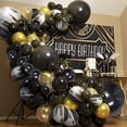thumbnail image 1 of Globos de 50 piezas, globos de oro negro con globo de aire de confeti dorado para mujeres, hombres, graduación de cumpleaños, decoración de fiesta de Halloween (unos 30 cm) MFZFUKR JPXSD-211, 1 of 7