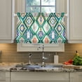 thumbnail image 2 of Yayeee Kitchen Curtains Tier Pair Light Filtering 27"x36" Rod Pocket Short Cafe Window Panel, Green Geometric Flowers, 2 of 7