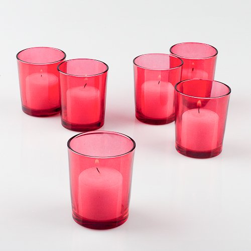 Richland Votive Candles & Eastland Votive Holders Red Glass Set of 12