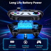 Switch Controller Wireless Compatible with Switch/OLED/Lite Accessories, Wireless Switch Pro Remote for PC/IOS/Android with Turbo Function, Wired PC Game Joystick,Cool Led Light,Programmable - Black