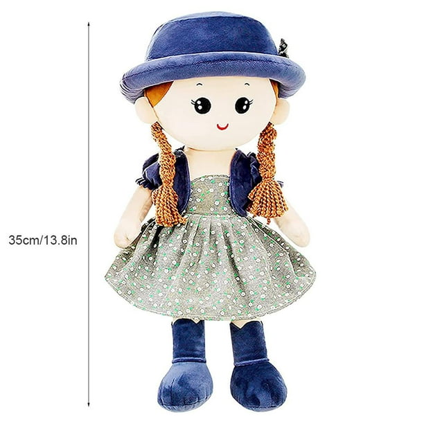 Baby Girls Soft Doll Plush Toy, Cute Cuddly Stuffed Toy Girl Decoration  Companion Toy Doll, Beautiful Dress Ragdoll Princess Plush Doll with Hat
