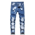 thumbnail image 2 of Aihuaihua Boy's Fit Ripped Destroyed Distressed Stretch Slim Jeans Pants Blue, 2 of 8