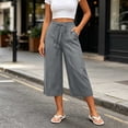 thumbnail image 2 of SwiftWear Women's Cotton Drawstring Capri Pants High Waisted Wide Leg Loose Fit Casual Summer Trousers with Side Pockets Elastic Back Waist for Beach Daily​, 2 of 8