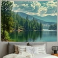 thumbnail image 2 of PRATYUS Mountain Lake Tapestry Wall Hanging Green Forest and Lake Blue Sky White Clouds Tapestry for Bedroom Aesthetic Living Room Dorm Decor Painting, 2 of 6