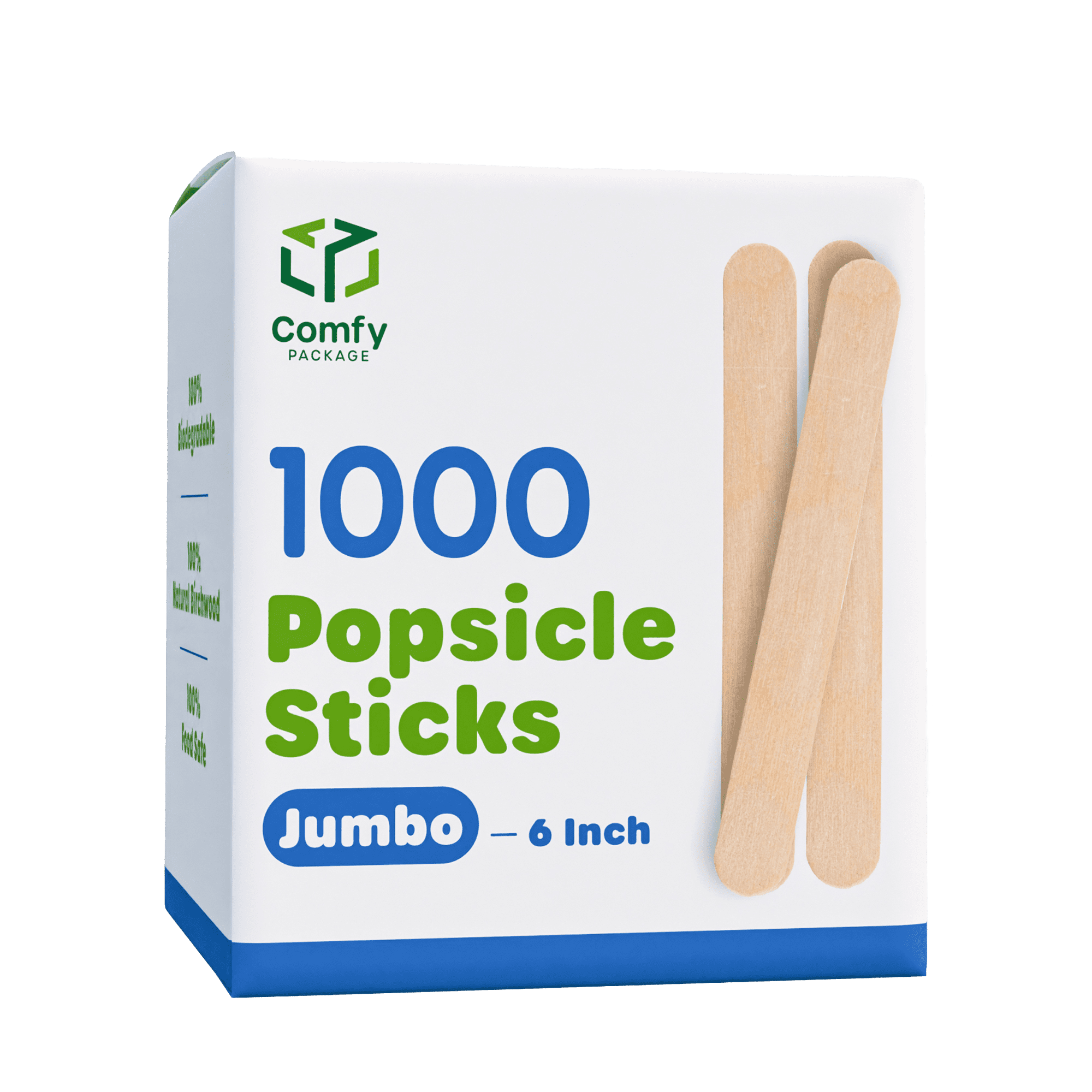 Comfy Package [1000 Count] Jumbo 6 inch Wooden MultiPurpose Sticks