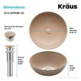 thumbnail image 5 of KRAUS Viva Round Beige Porcelain Ceramic Vessel Bathroom Sink with Pop-Up Drain, 16 1/2 in. D x 5 1/2 in. H, 5 of 16