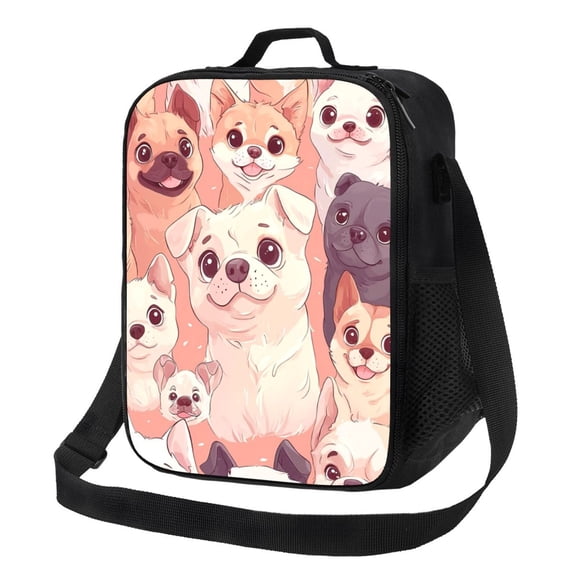 Cute Kawaii Dog Lunch Bag Reusable Lunch Box Insulated Tote Bag with Adjustable Shoulder Strap