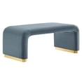 thumbnail image 2 of Koda Performance Velvet Waterfall Ottoman in Brass Cadet Blue, 2 of 10