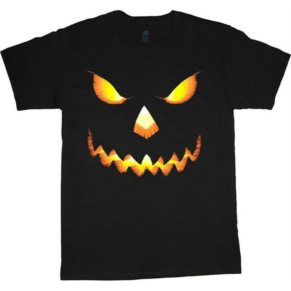 Jack-o-Lantern Face Halloween Decal T-shirt Men's Tee Black