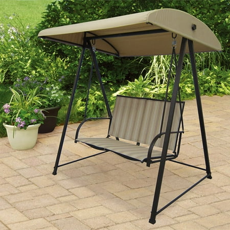 Mainstays Stripe Sling Outdoor Swing, Natural, Seats 2