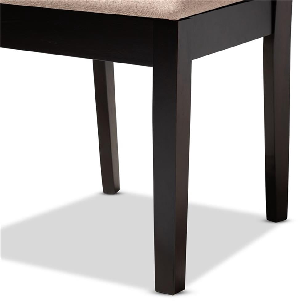 Set of 4 Baxton Studio Lenoir Modern and Contemporary Sand Fabric Upholstered Espresso Brown Finished Wood Dining Chairs