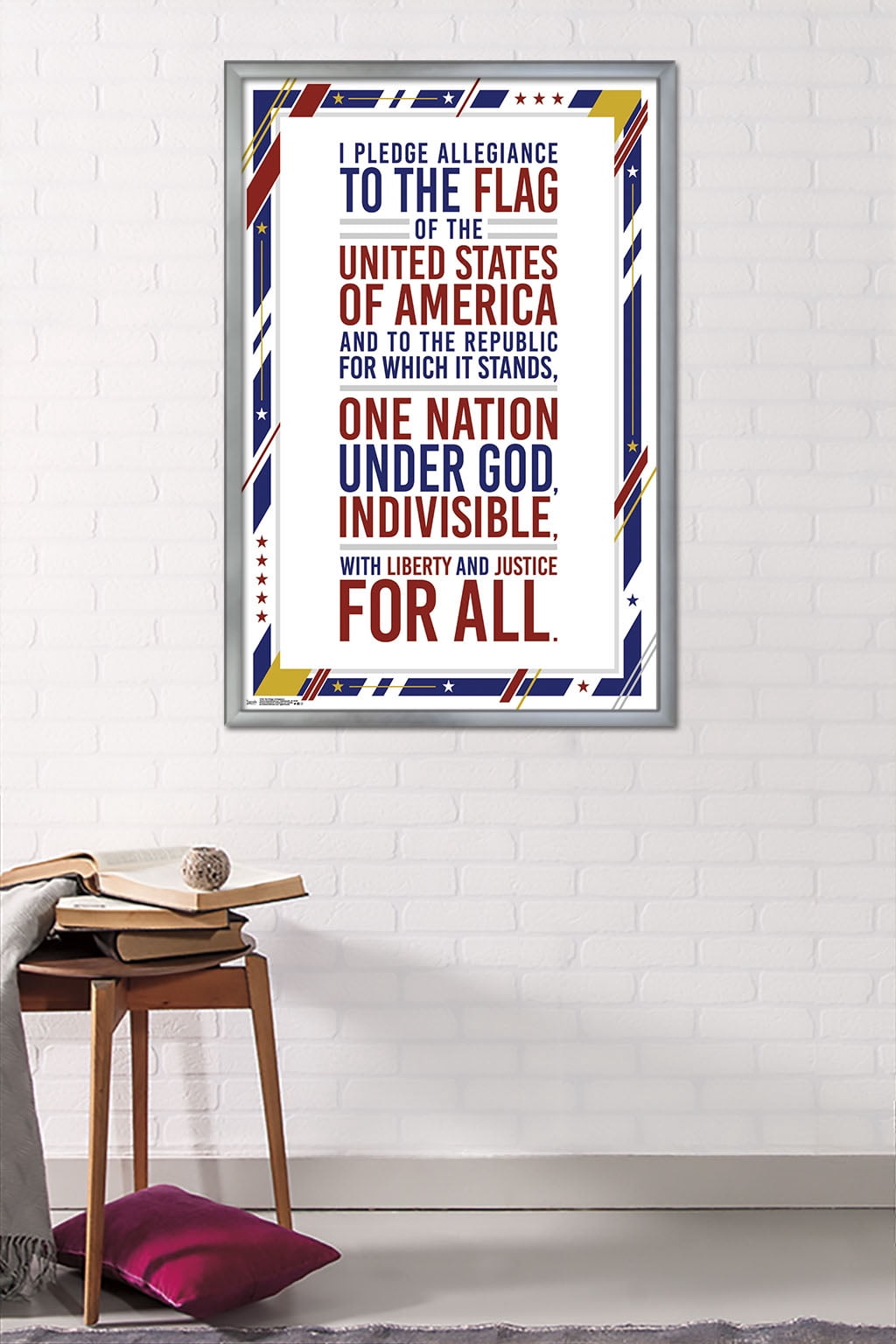 The United States Of America - Pledge Of Allegiance Wall Poster, 22.375" x 34", Framed