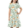 thumbnail image 2 of MKOSPLRT Girls Short Sleeve Dress Summer Kids Toddler Skater Twirl A Line Floral T-Shirt Dress for School Casual Wear 4-14Y, 2 of 8