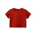 thumbnail image 4 of Inglocry Girls Crop Tops Short Sleeve T-Shirts for Girl Crew Neck Basic Tee Size 5-14 Years Basic Tees Girls Shirts Red 1-2Y, 4 of 6