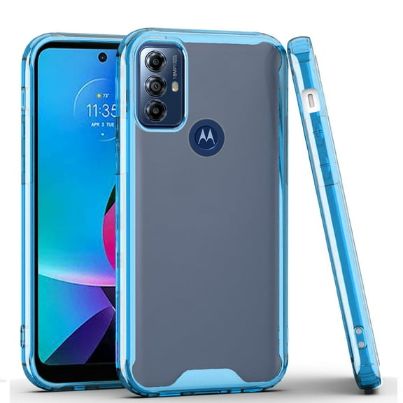 For Motorola Moto G Play 2023 Colored Shockproof Transparent Hard PC   Rubber TPU Hybrid Bumper Shell Thin Slim Cover ,Xpm Phone Case [ Clear / Blue ]